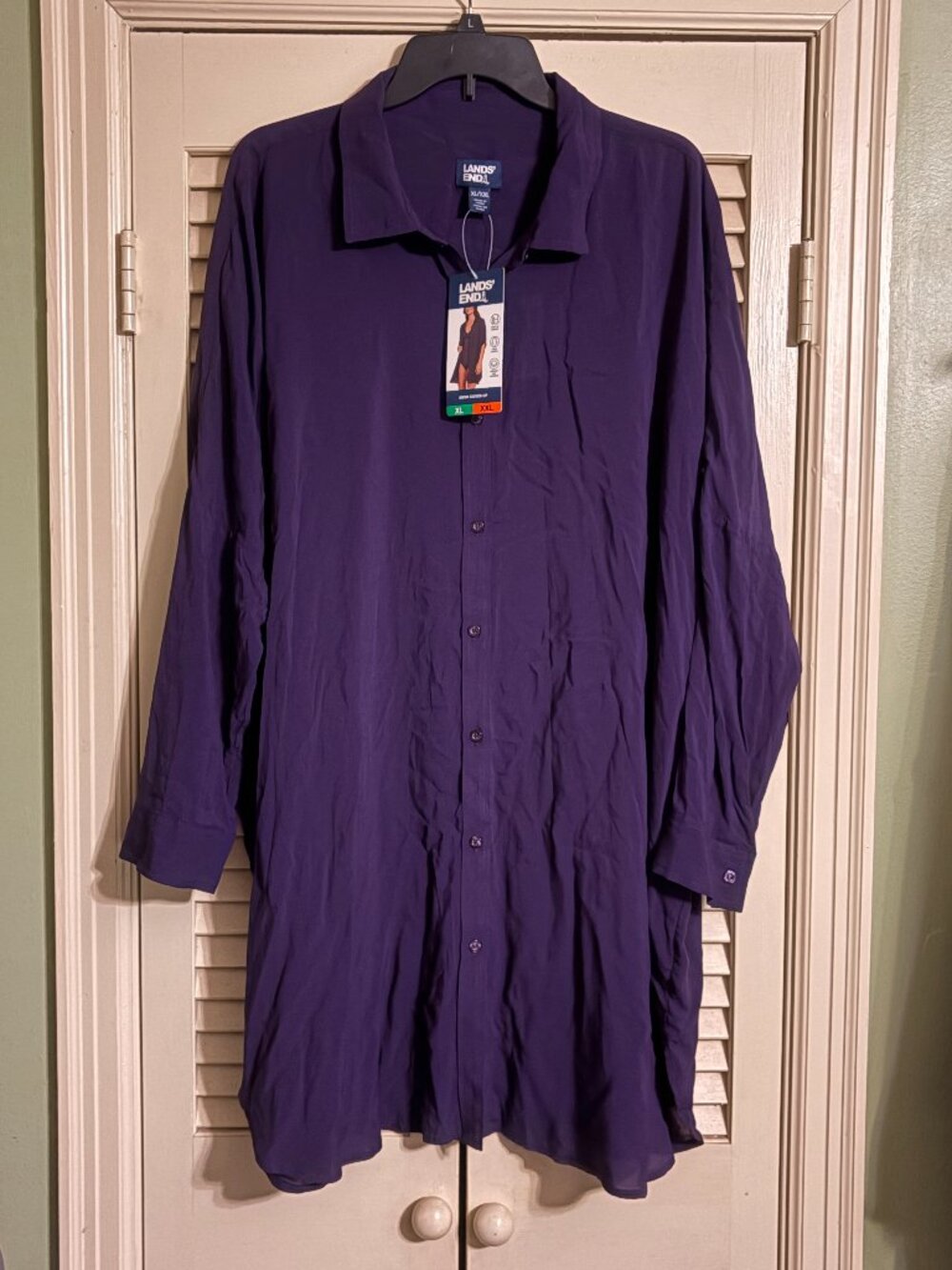 NEW Lands' End Women's Lightweight Long Sleeve Button Down Swim Cover-Up